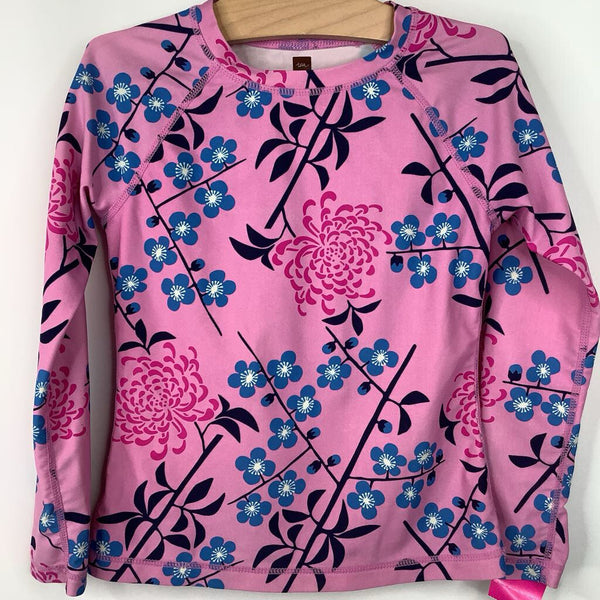Size 7: Tea Pink/Blue Floral Long Sleeve Swim Shirt