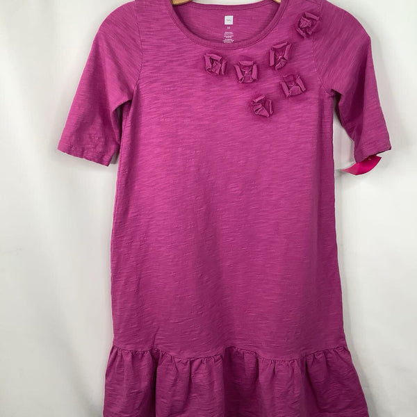 Size 10: Tea Pink Floral Applique Mid Length Sleeve Dress