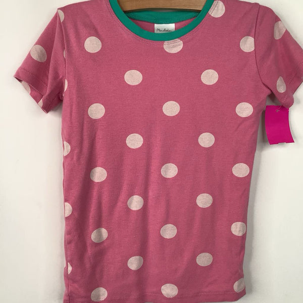 Size 8: Mini Boden Pink White Polka-Dot Short Sleeve Shorty 2pc Pjs