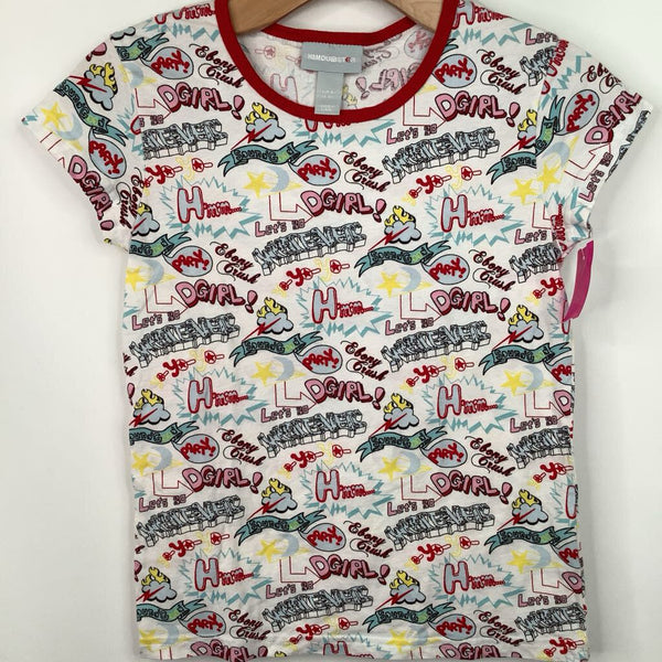Size 7: H&M Dubster White Red Colorful Graphic T-Shirt