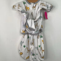 Size S: Amazing Baby White Elephant Lion Print Sleepsack