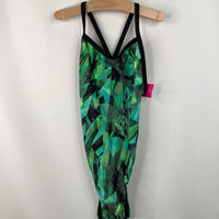 Size 14-16: Green Black 1pc Swimsuit