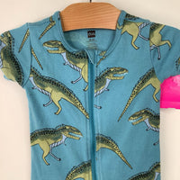 Size 18-24M: Tea blue Dinosaur Short Sleeve Romper