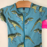 Size 18-24M: Tea blue Dinosaur Short Sleeve Romper