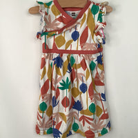 Size 3: Tea Tan/Blue/Red Ruffle Short Sleeve Dress
