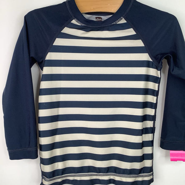 Size 3: Tea Navy/White Striped Swim Shirt