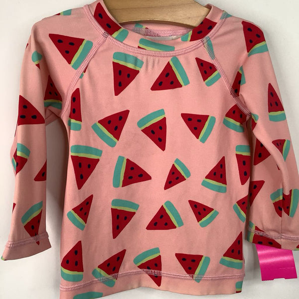 Size 12-18m (75): Hanna Andersson Pink Watermelon Long Sleeved Swim Shirt