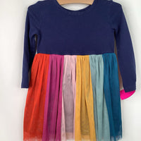 Size 2 (85): Hanna Andersson Blue/Rainbow Long Sleeve Dress