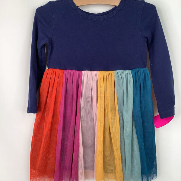 Size 2 (85): Hanna Andersson Blue/Rainbow Long Sleeve Dress