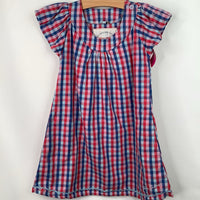 Size 4-5: Little Shrimp Blue/Red Gingham Cap Sleeve Dress