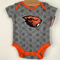Size 0-3m: Rivalry Threads Grey Orange Beavers Onesie
