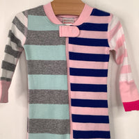 Size 3-6m (60): Hanna Andersson Blue/Pink/Grey Striped 1pc Pjs