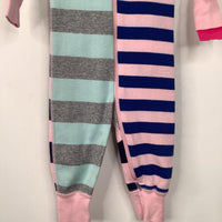 Size 3-6m (60): Hanna Andersson Blue/Pink/Grey Striped 1pc Pjs