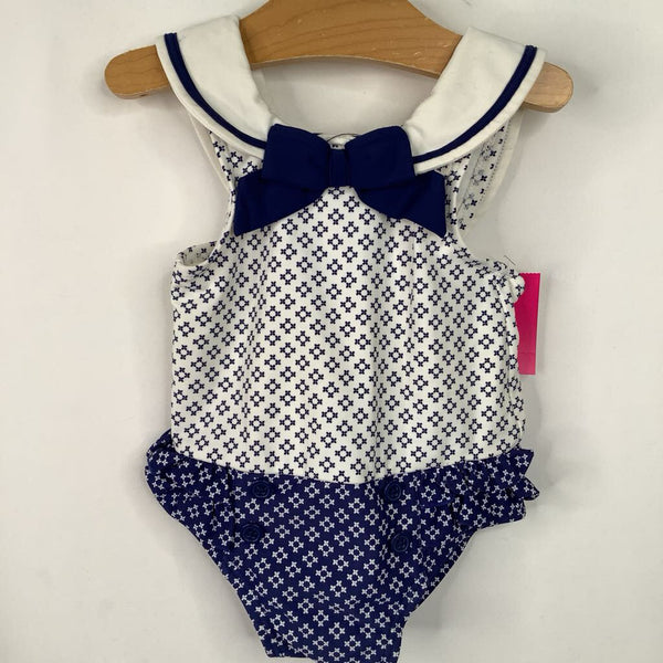 Size 6-12m: Gymboree White Blue 1pc Swimsuit
