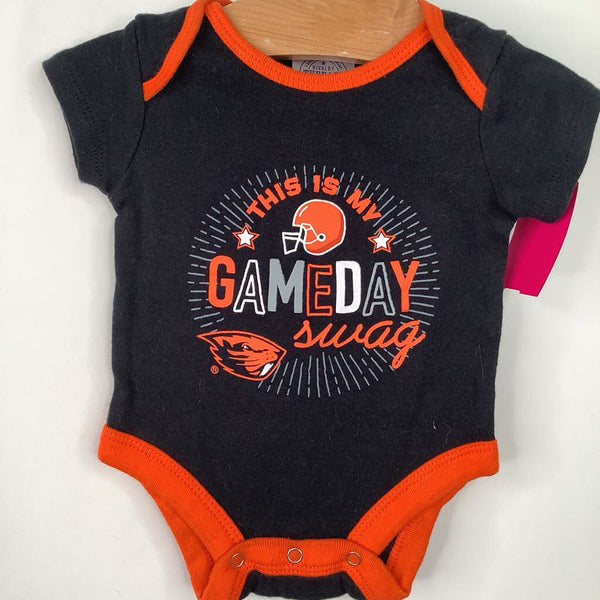 Size 0-3m: Rivalry Threads Black Orange "This Is My Gameday Swag" Beavers Onesie
