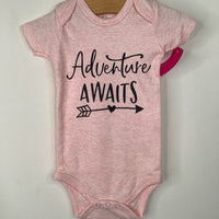 Size 0-3m: Pink "Adventure Awaits" Onesie