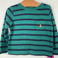 Size 12-18m: Gap Green Blue Striped Long Sleeve Shirt