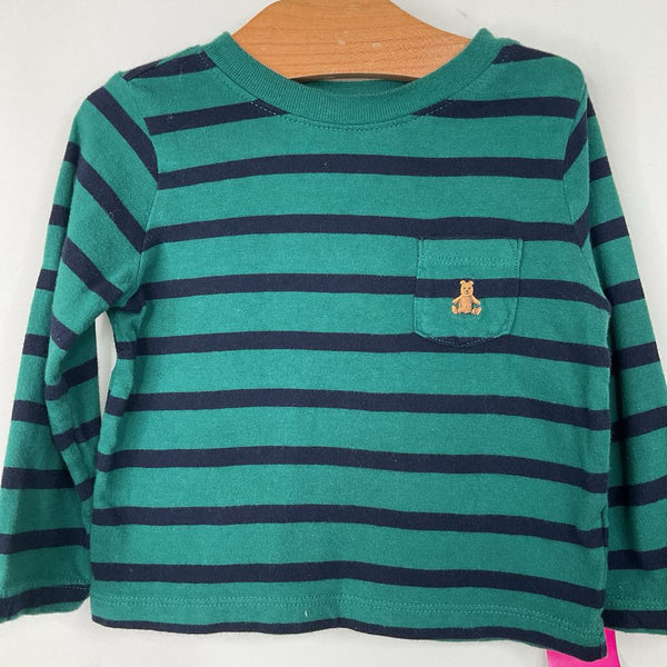 Size 12-18m: Gap Green Blue Striped Long Sleeve Shirt