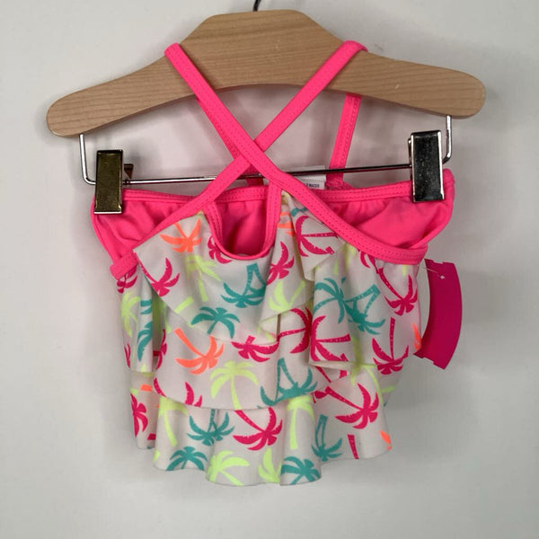 Size 12m: Baby Buns White Pink Palm Tree 2pc Swimsuit
