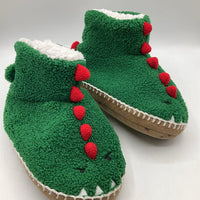 Size 13-1Y: Hanna Andersson Green Red Dinosaur Slippers