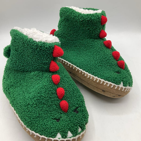 Size 13-1Y: Hanna Andersson Green Red Dinosaur Slippers