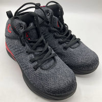 Size 2Y: Catapult Black Red Canvas High Top Shoes