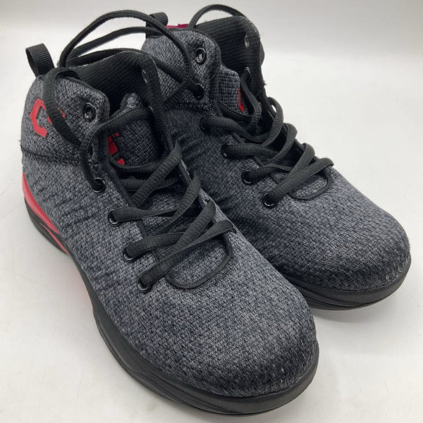 Size 2Y: Catapult Black Red Canvas High Top Shoes