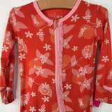 Size 9-12m: Kickee Pants Red Pink Flower Pjs