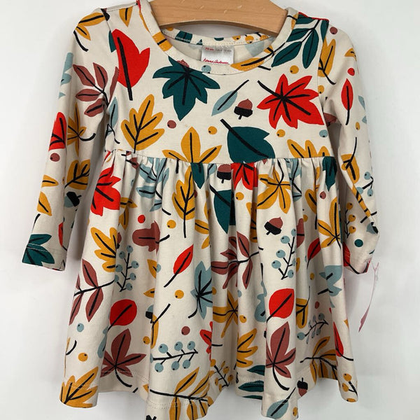 Size 6-12m (70): Hanna Andersson White Multi-Color Leaf Short Sleeve Dress
