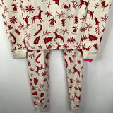 Size 10 (140): Hanna Andersson Creme/Red Reindeer 2pc PJs