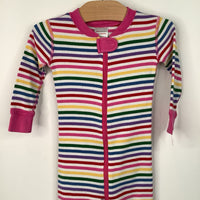 Size 18-24m (80): Hanna Andersson White/Pink/Rainbow Striped 1pc PJs