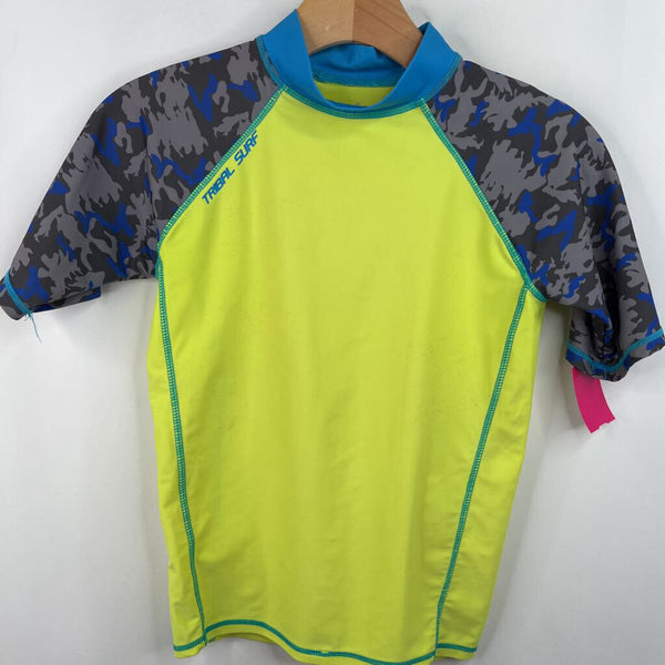 Size 10-12: Sunspecs Camo/Yellow Med Sleeve Rash Guard