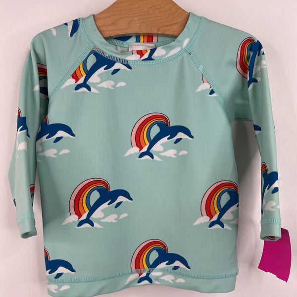 Size 12-18m (75): Hanna Andersson Blue Rainbow Dolphin Long Sleeve Rash Guard