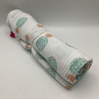 Bebe Au Lait White Blue Pineapple Print Swaddle