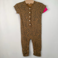 Size 18-24m: Kate Quinn Brown Leopard Print Short Sleeve Button Up Romper