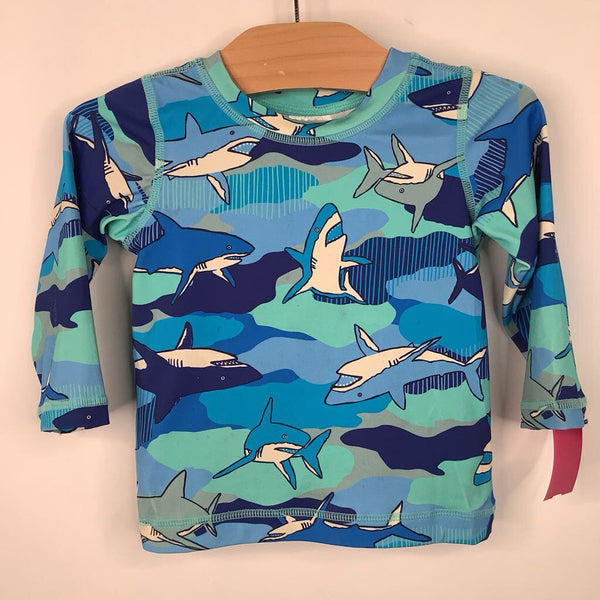 Size 18-24m (80): Hanna Andersson Blue Camo Shark 2pc Shorty Swim Suit