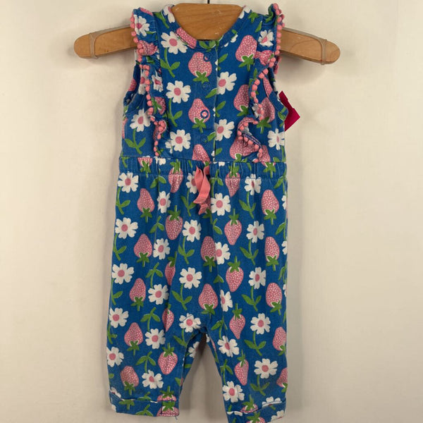 Size 3-6m: Baby Boden Blue/Pink Floral Tank Romper