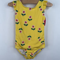 Size 3 (90): Hanna Andersson Yellow/Red Floral 1pc Swim Suit