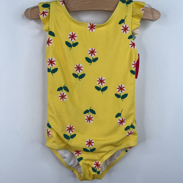 Size 3 (90): Hanna Andersson Yellow/Red Floral 1pc Swim Suit