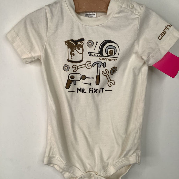 Size 12m: Carhartt White/Brown "Mr.Fix It" Onesie