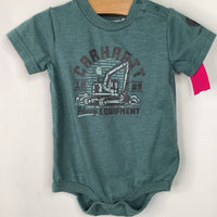 Size 12m: Carhartt Green "Heavy Equipment" Construction Onesie