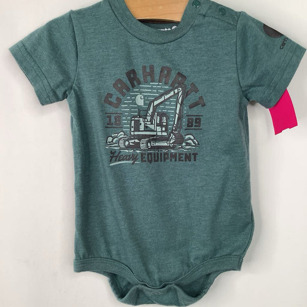 Size 12m: Carhartt Green "Heavy Equipment" Construction Onesie
