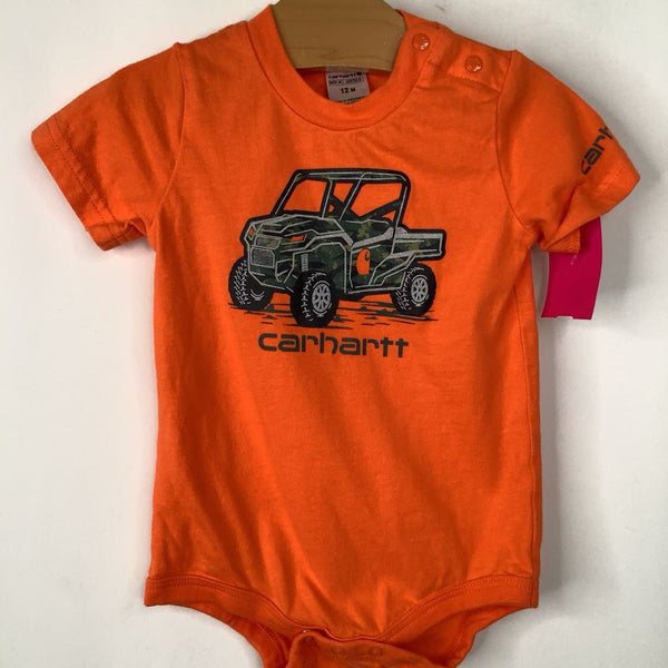 Size 12m: Carhartt Orange Camo Car Onesie