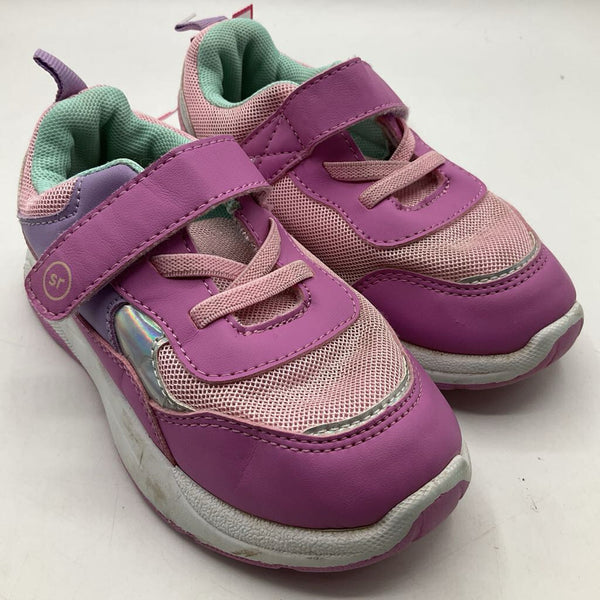 Size 10: Stride Rite Pink/Purple Velcro Strap Sneakers