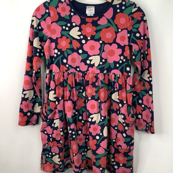 Size 12 (150): Hanna Andersson Blue/Red/Pink Floral Long Sleeve Dress