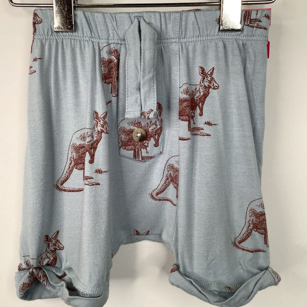 Size 6-12m: Kate Quinn Blue/Brown Kangaroo Print Shorts