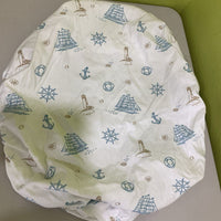 Amke White Pirate Ship Fitted Bassinet Sheet