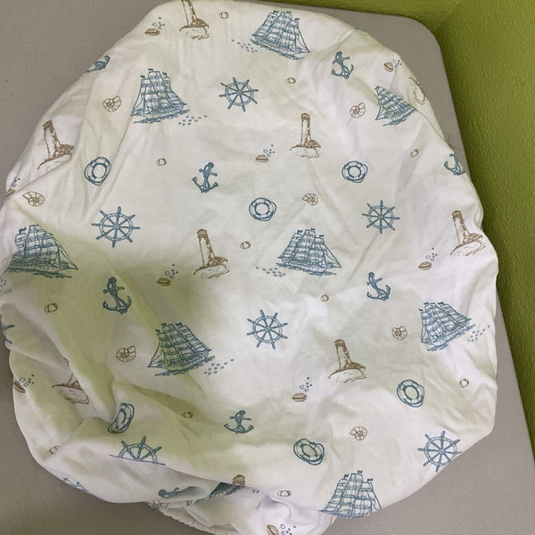 Amke White Pirate Ship Fitted Bassinet Sheet