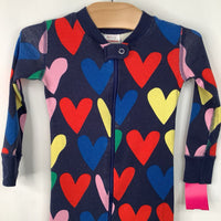 Size 2 (85): Hanna Andersson Blue/Colorful Hearts 1pc PJs