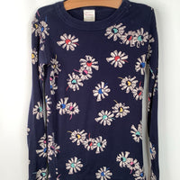 Size 10 (140): Hanna Andersson Dark Blue Floral 2pc PJs